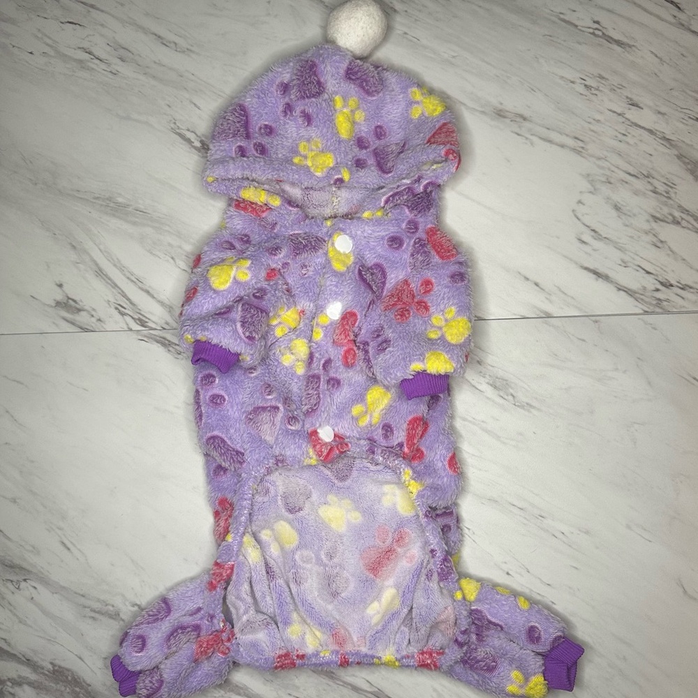 Paw Print Pet Pajamas - Soft Stretch - Purple - Size Large - Picture 4 of 13